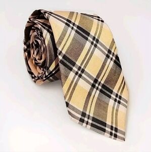 Bruno Piattelli Mens Silk Tie Yellow Plaid